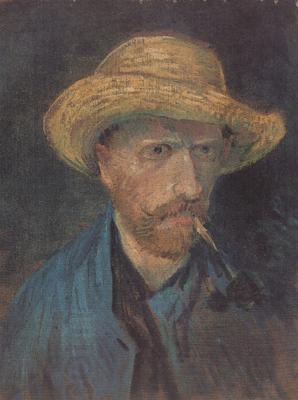 Vincent Van Gogh Self-Portrait with Straw Hat and Pipe (nn04)